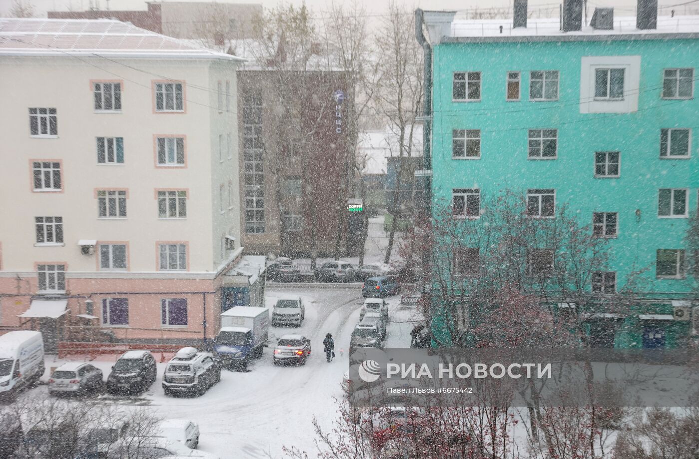 Первый снег в Мурманске