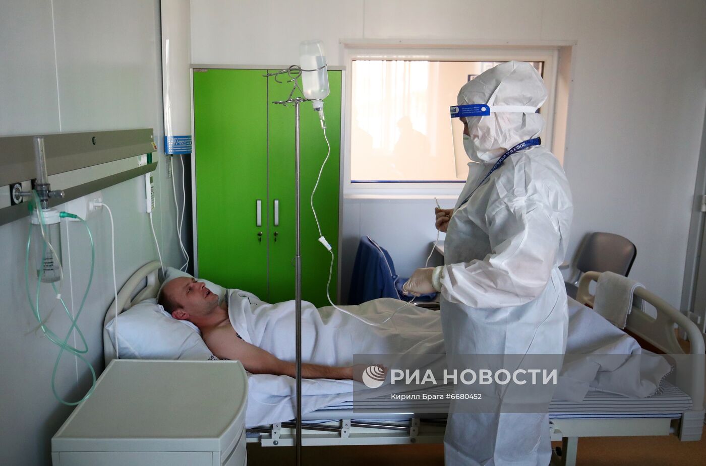 Отделение для больных коронавирусом в госпитале Минобороны РФ в Волгограде