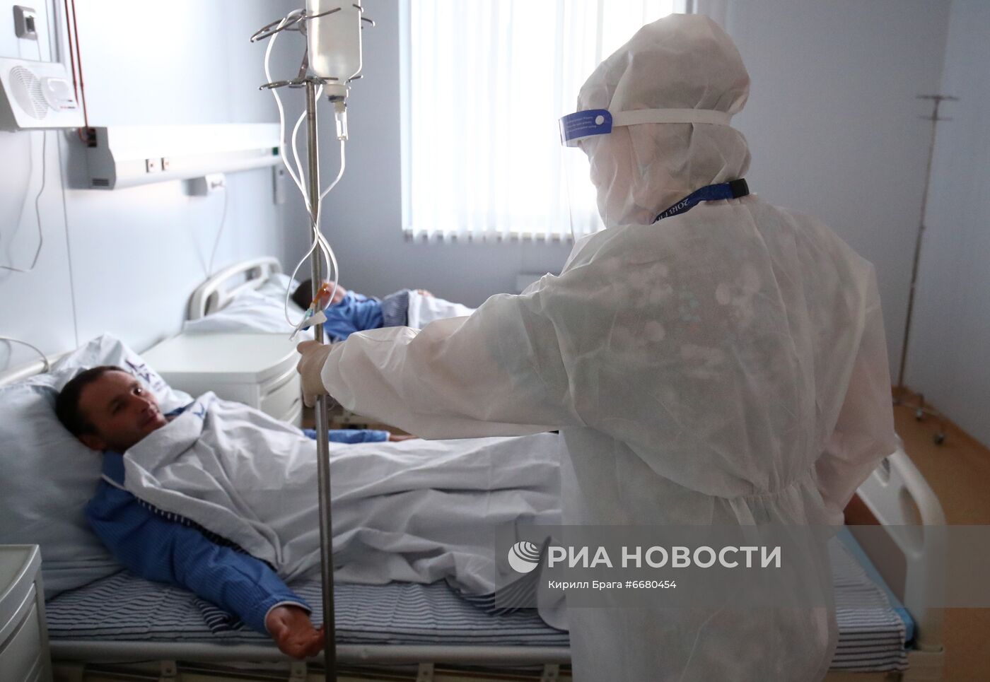 Отделение для больных коронавирусом в госпитале Минобороны РФ в Волгограде