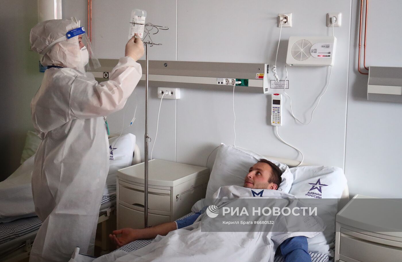 Отделение для больных коронавирусом в госпитале Минобороны РФ в Волгограде