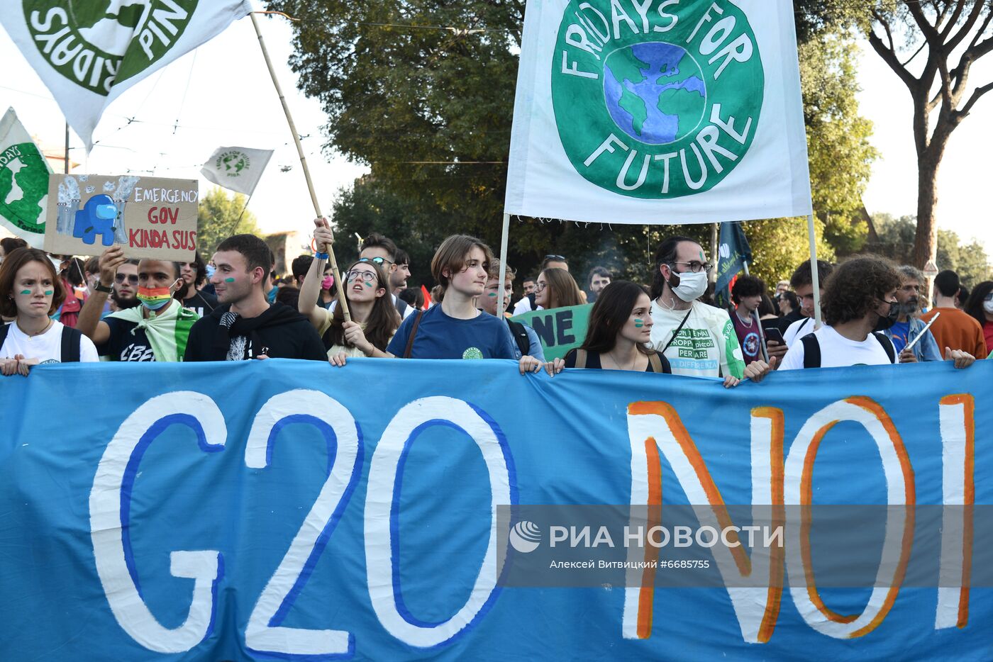 Акция протеста в Риме, приуроченная к саммиту G20