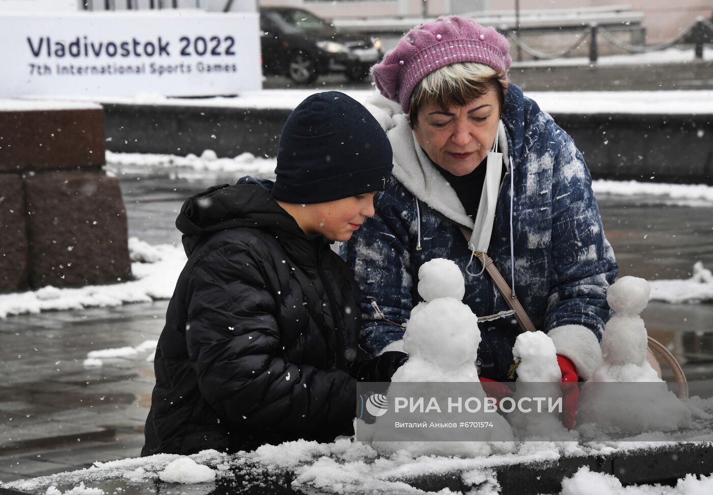 Первый снег во Владивостоке