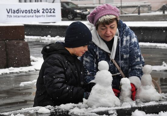 Первый снег во Владивостоке