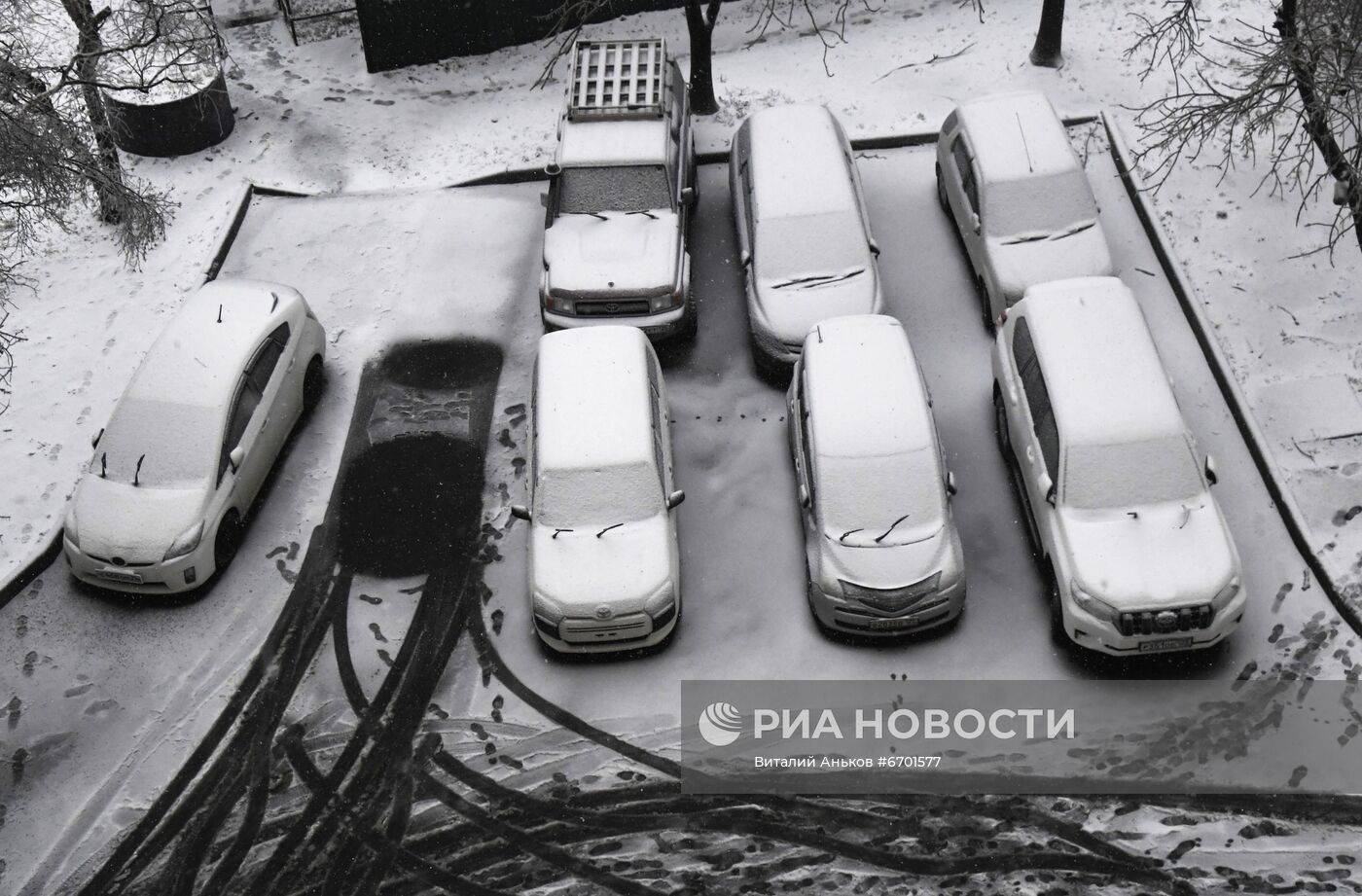 Первый снег во Владивостоке