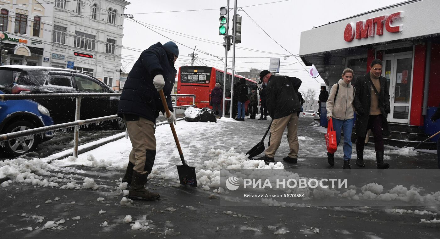 Первый снег во Владивостоке