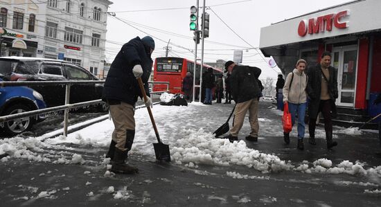 Первый снег во Владивостоке