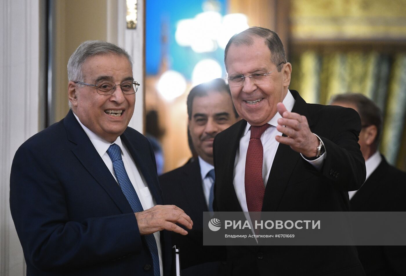 Встреча глав МИД РФ и Ливана С. Лаврова и А. Бу Хабиба