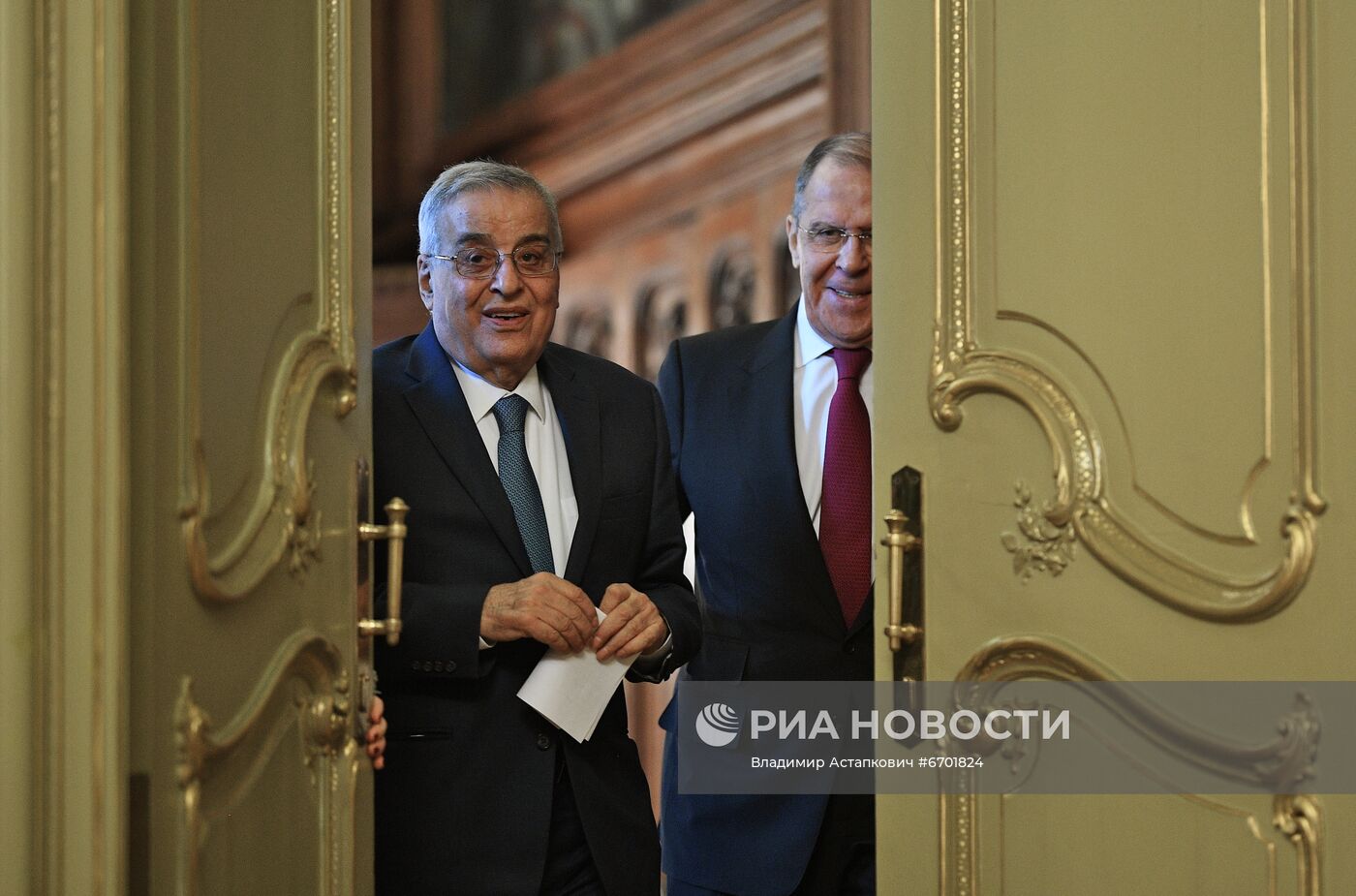 Встреча глав МИД РФ и Ливана С. Лаврова и А. Бу Хабиба