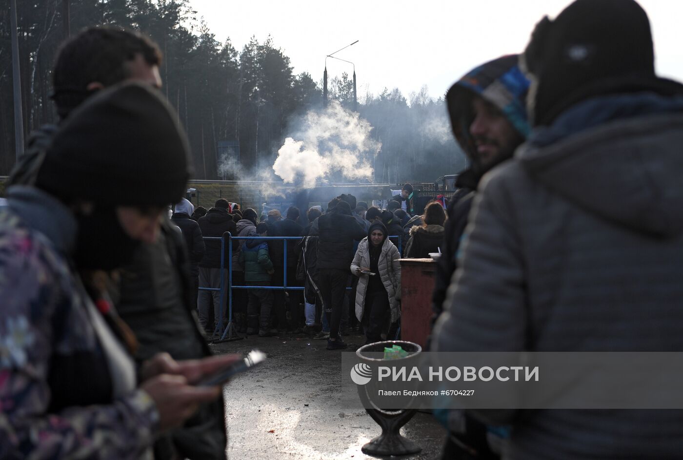 Беженцы на границе Белоруссии с Польшей