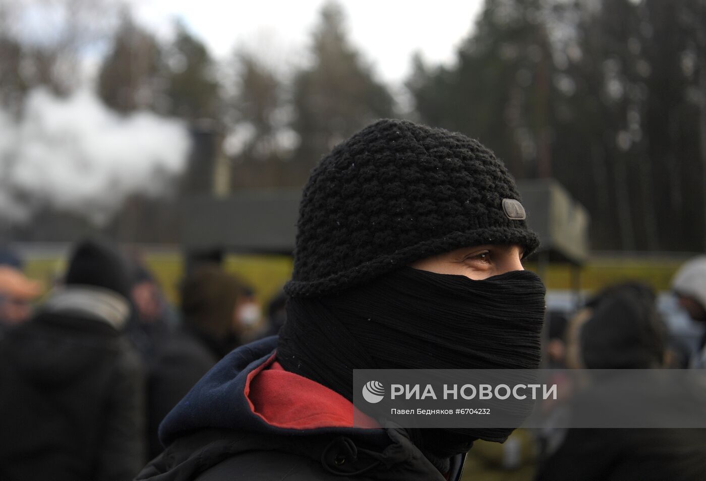 Беженцы на границе Белоруссии с Польшей