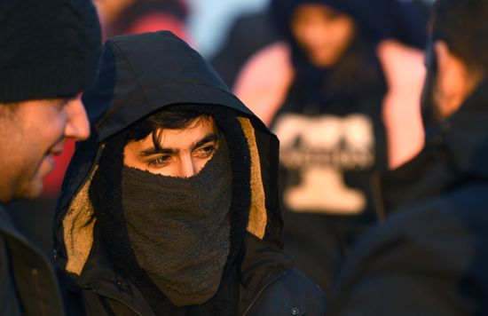 Беженцы на границе Белоруссии с Польшей