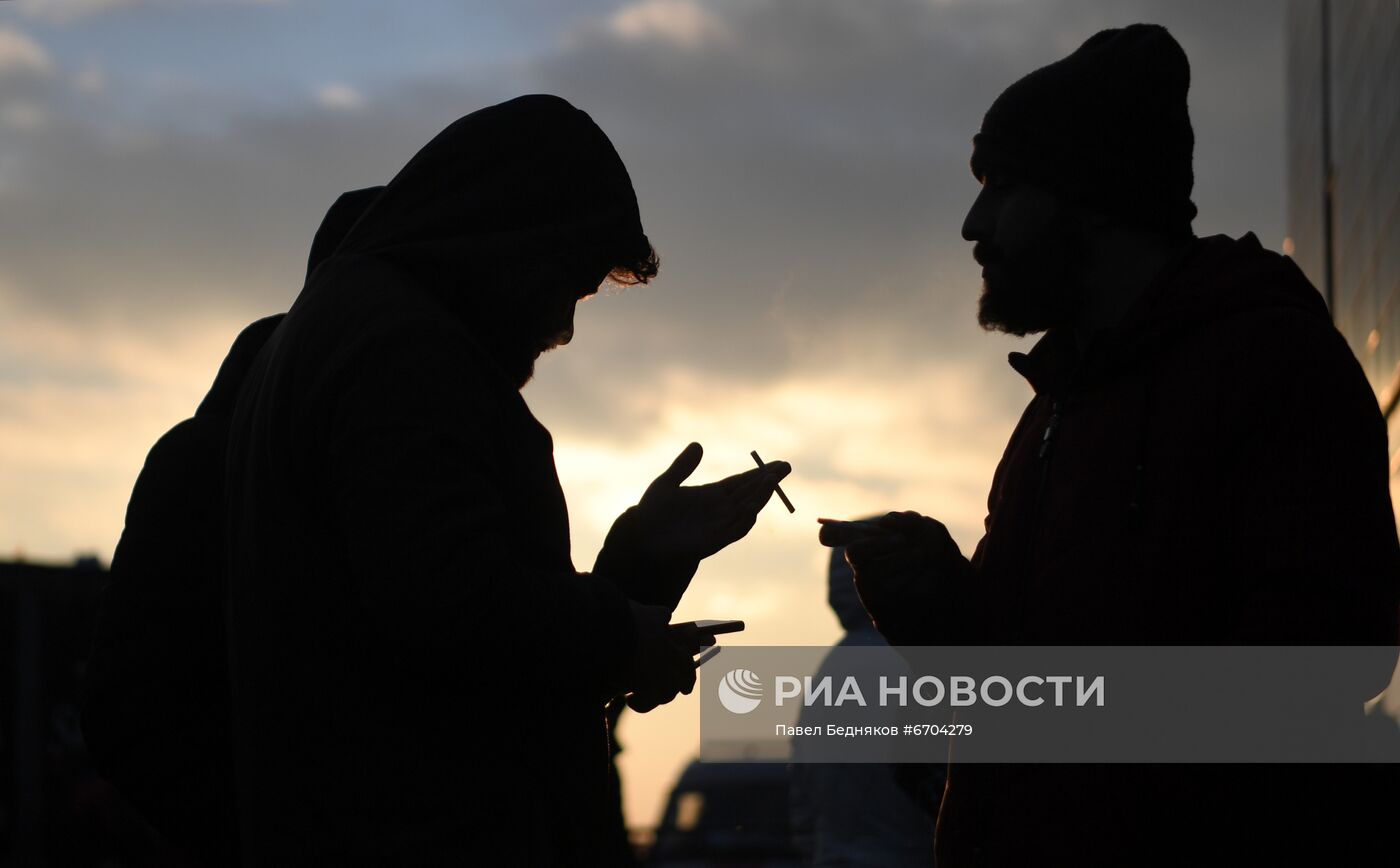 Беженцы на границе Белоруссии с Польшей