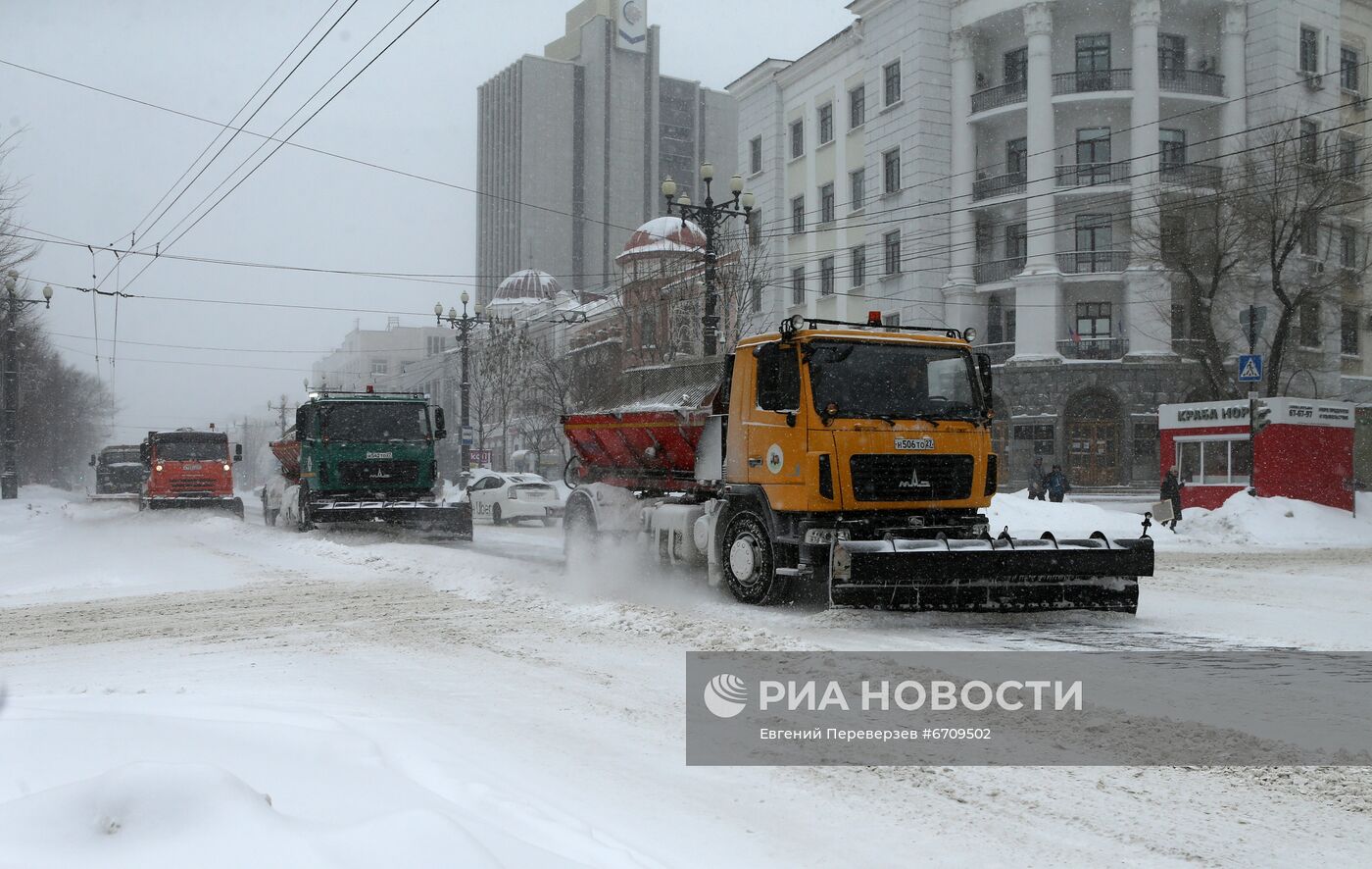 Снежный циклон в Хабаровском крае