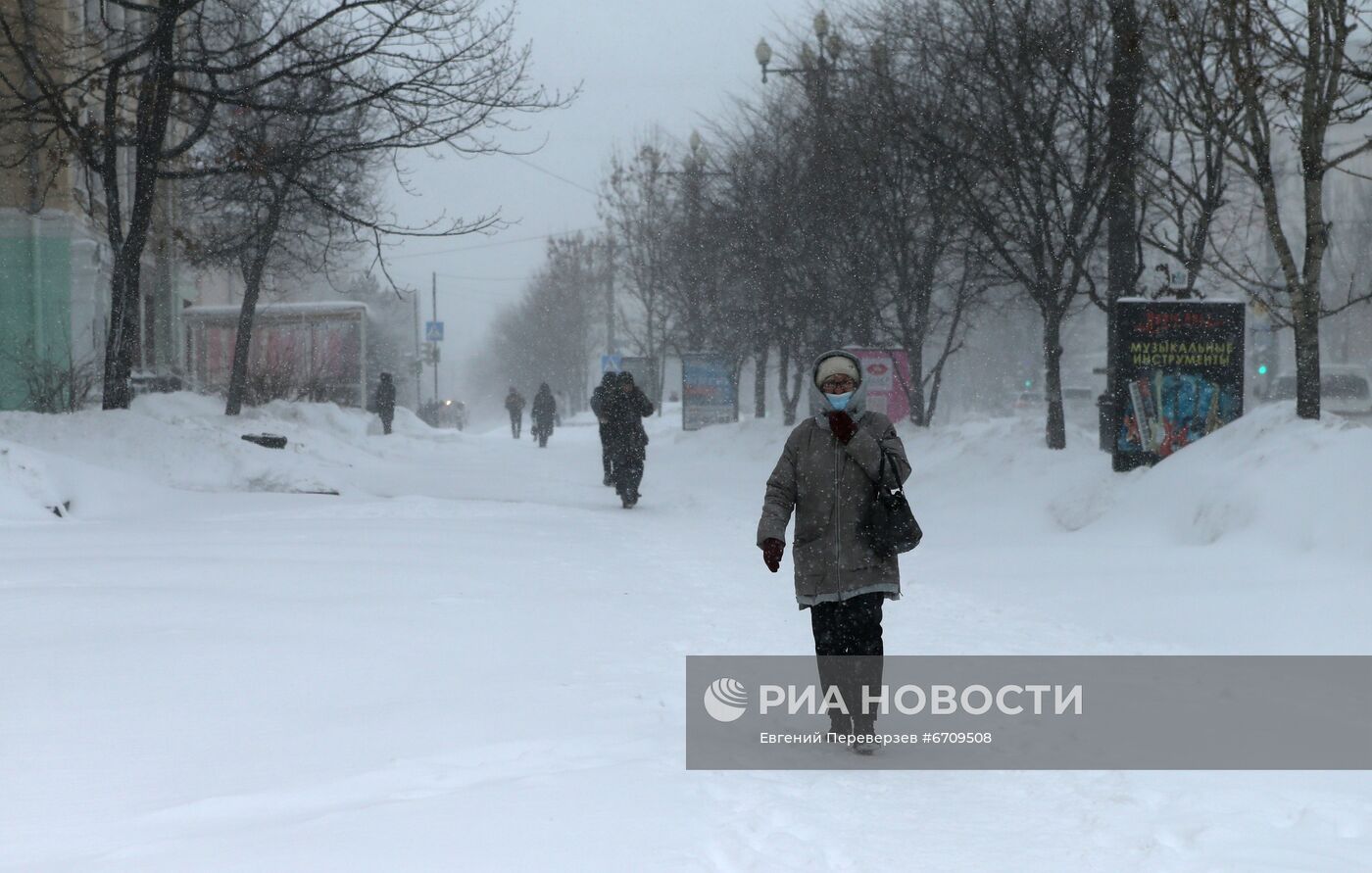 Снежный циклон в Хабаровском крае