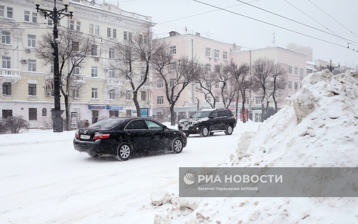 Снежный циклон в Хабаровском крае