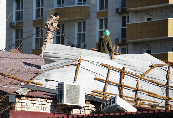 Последствия ураганного ветра в Краснодарском крае