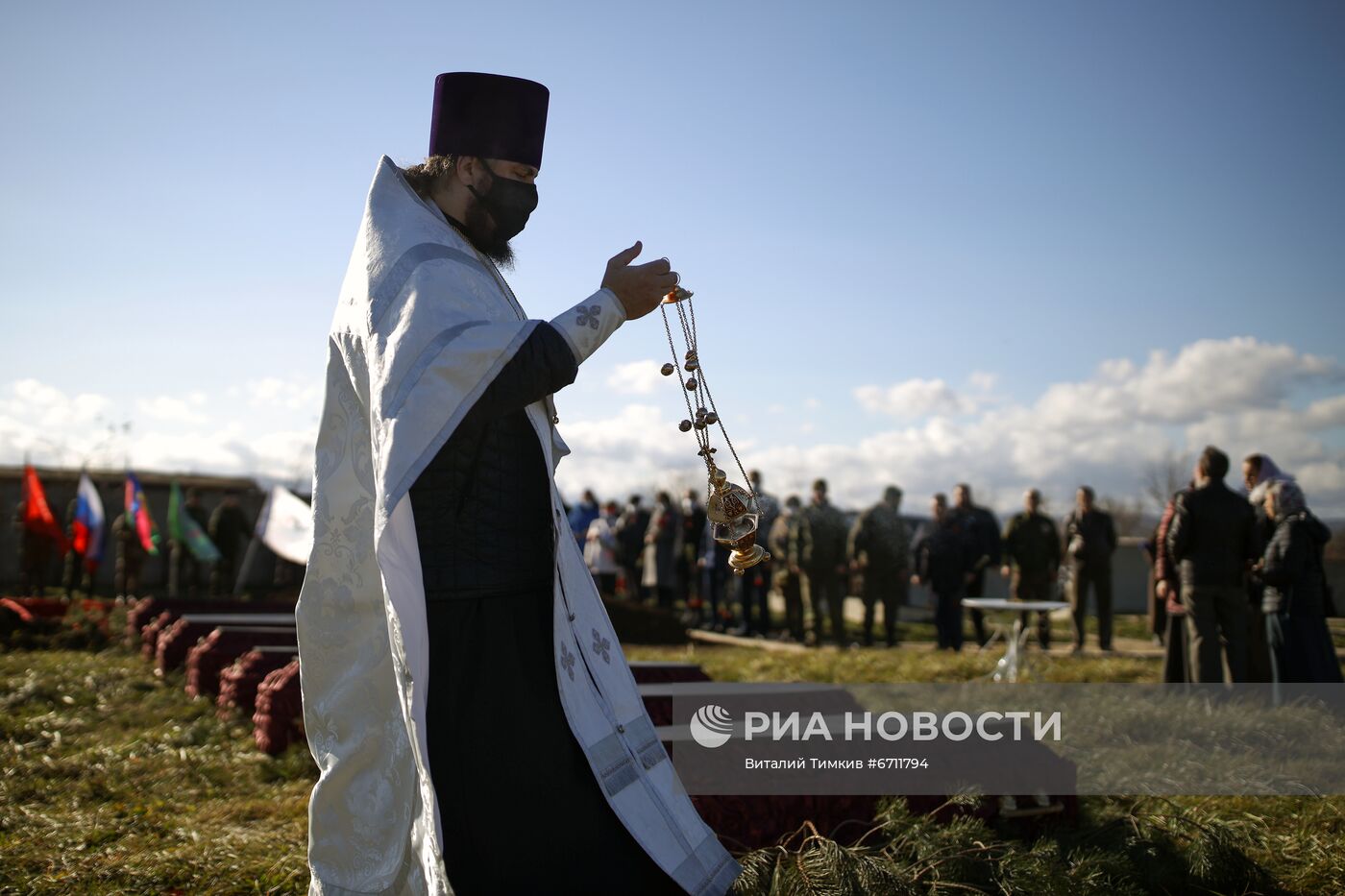 Церемония перезахоронения останков советских воинов в Краснодарском крае