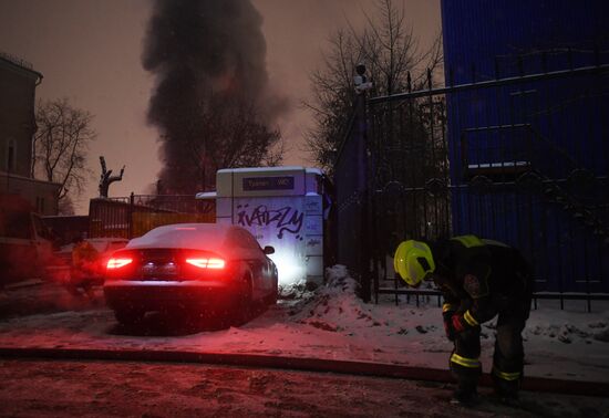 Пожар на территории Парка Горького в Москве