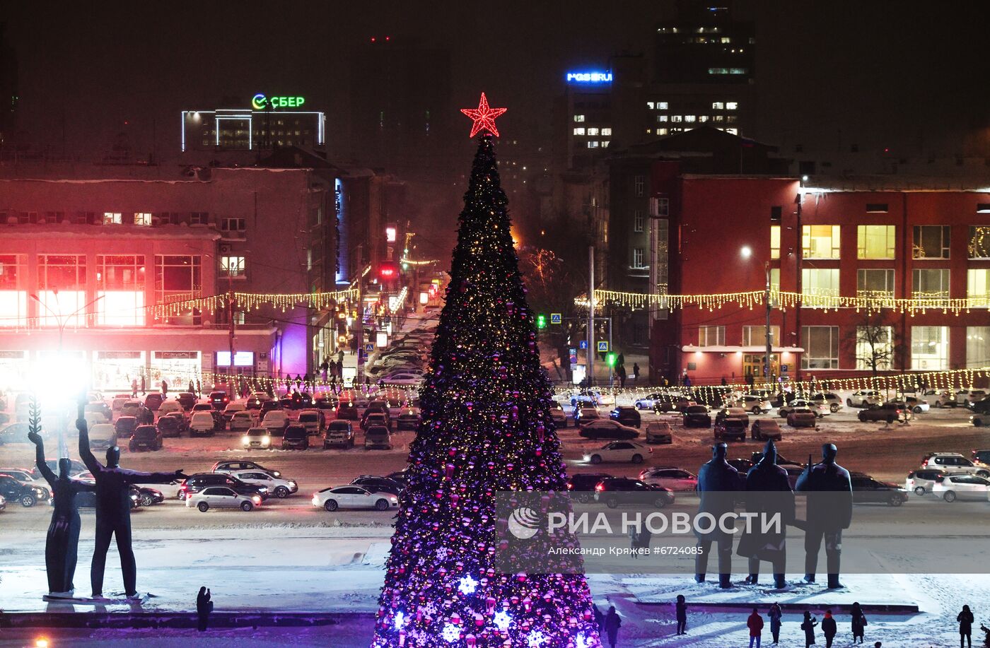 Новогоднее оформление Новосибирска