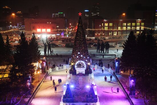 Новогоднее оформление Новосибирска
