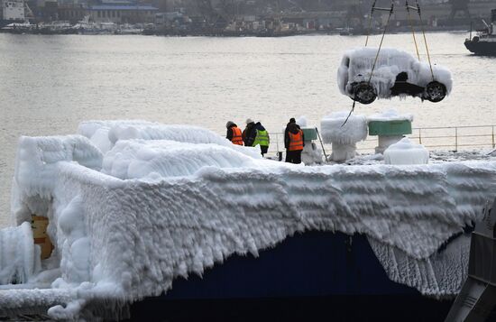 Сухогруз Sun Rio прибыл во Владивосток с "замороженными" автомобилями из Японии