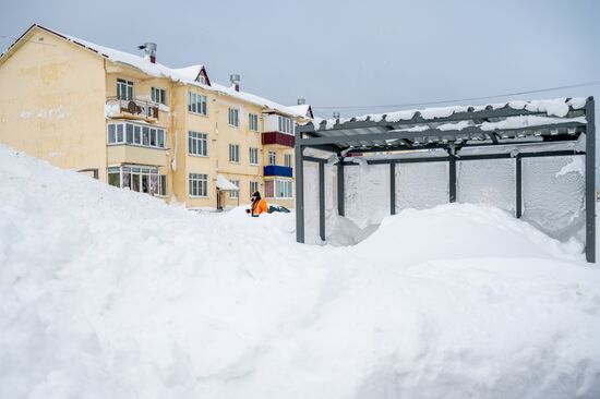 Последствия снежного циклона в Южно-Сахалинске