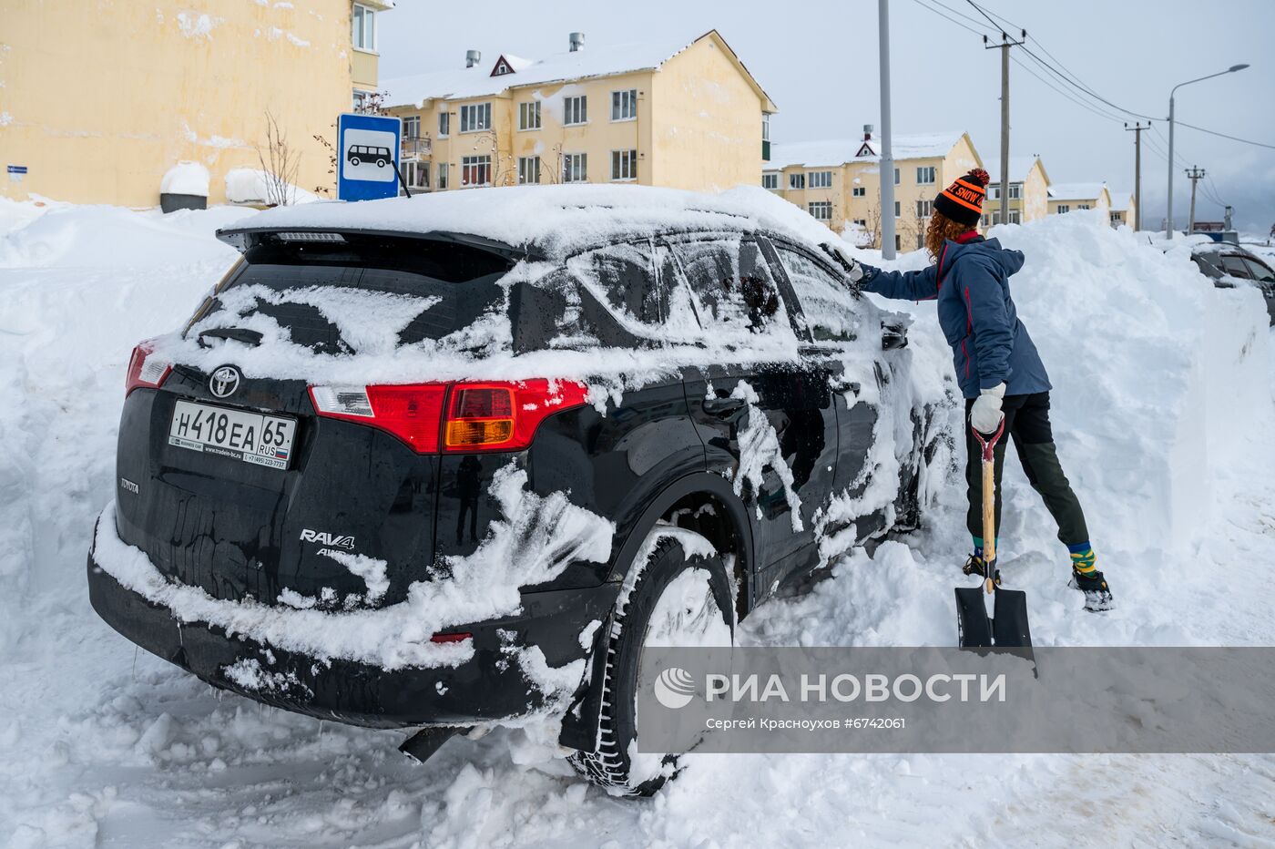 Последствия снежного циклона в Южно-Сахалинске