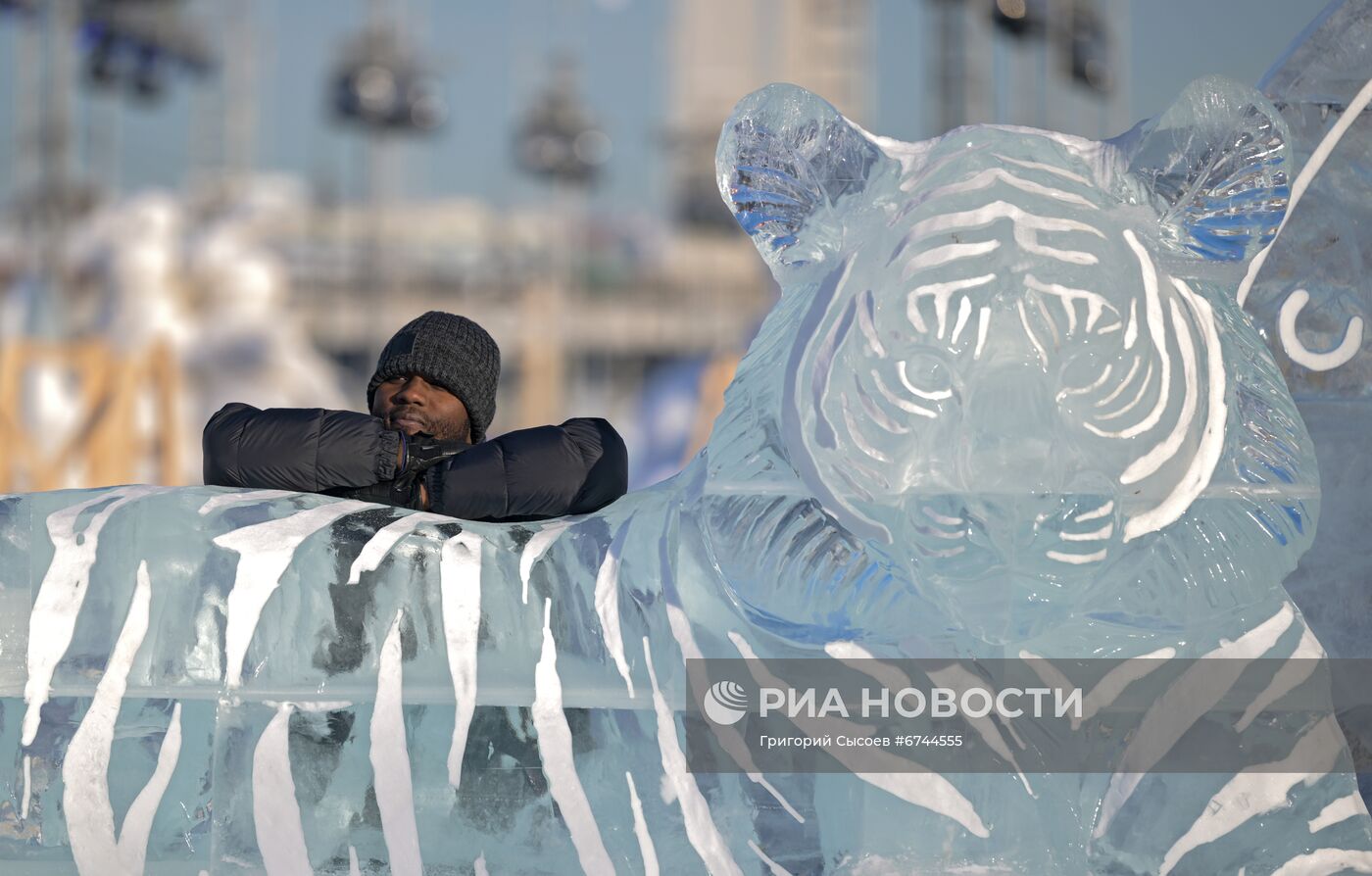 Международный фестиваль скульптур из снега и льда в Москве