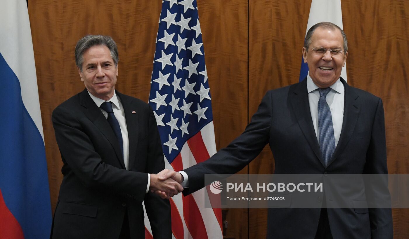 Встреча главы МИД РФ С. Лаврова с госсекретарем США Э. Блинкеном в Женеве