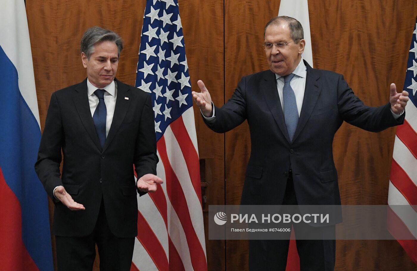 Встреча главы МИД РФ С. Лаврова с госсекретарем США Э. Блинкеном в Женеве