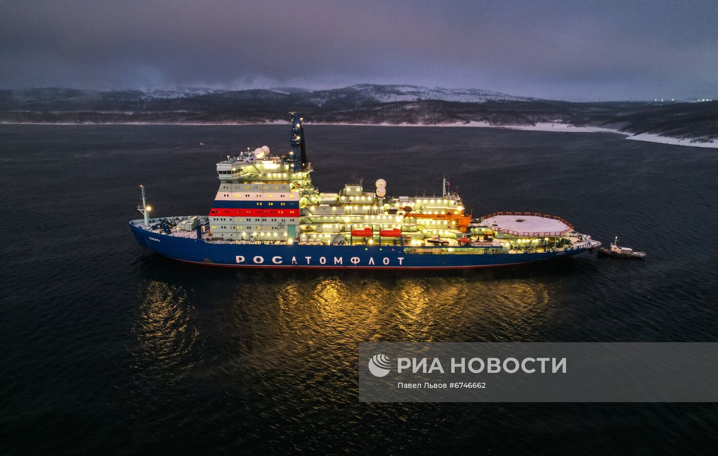 Новый атомный ледокол "Сибирь" в Мурманской области