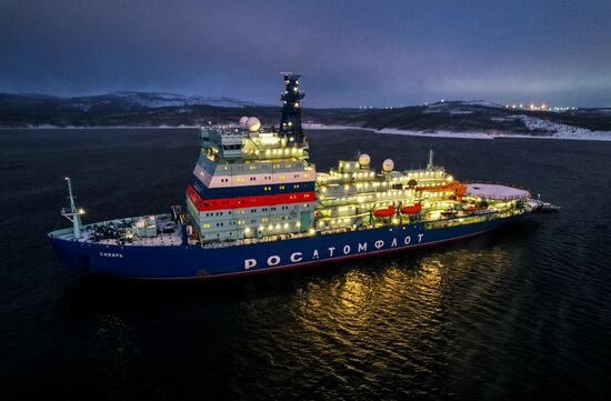 Новый атомный ледокол "Сибирь" в Мурманской области