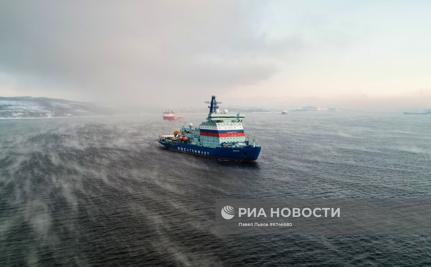 Новый атомный ледокол "Сибирь" в Мурманской области