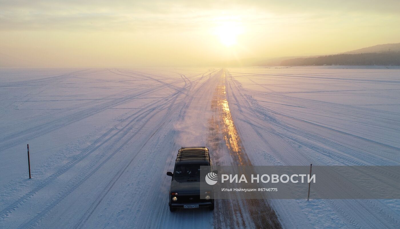 Отдых на Енисее в морозную погоду