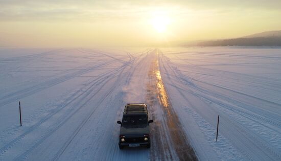 Отдых на Енисее в морозную погоду