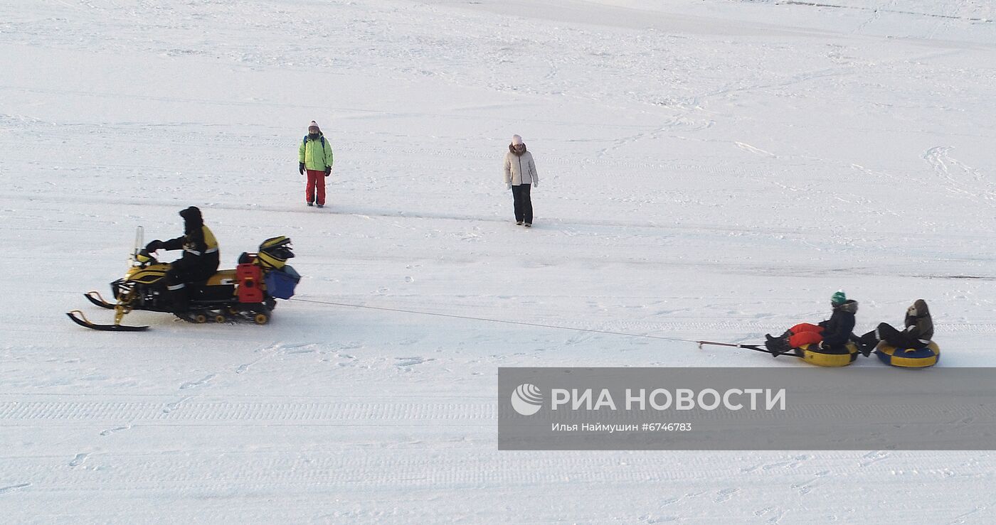 Отдых на Енисее в морозную погоду