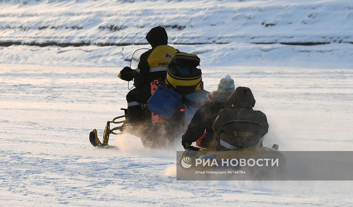 Отдых на Енисее в морозную погоду