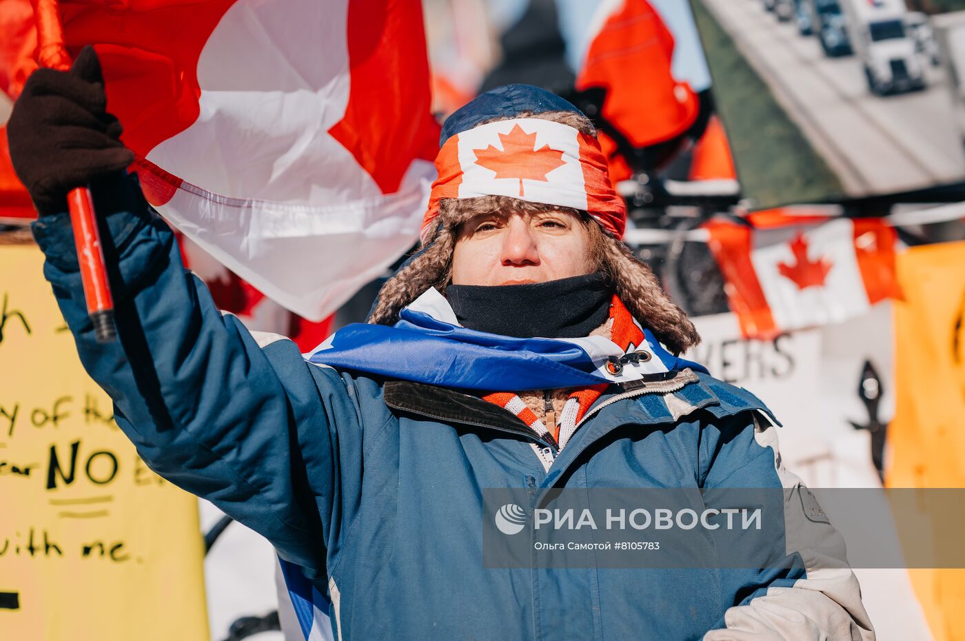 Акция против мер по противодействию коронавирусу в Оттаве