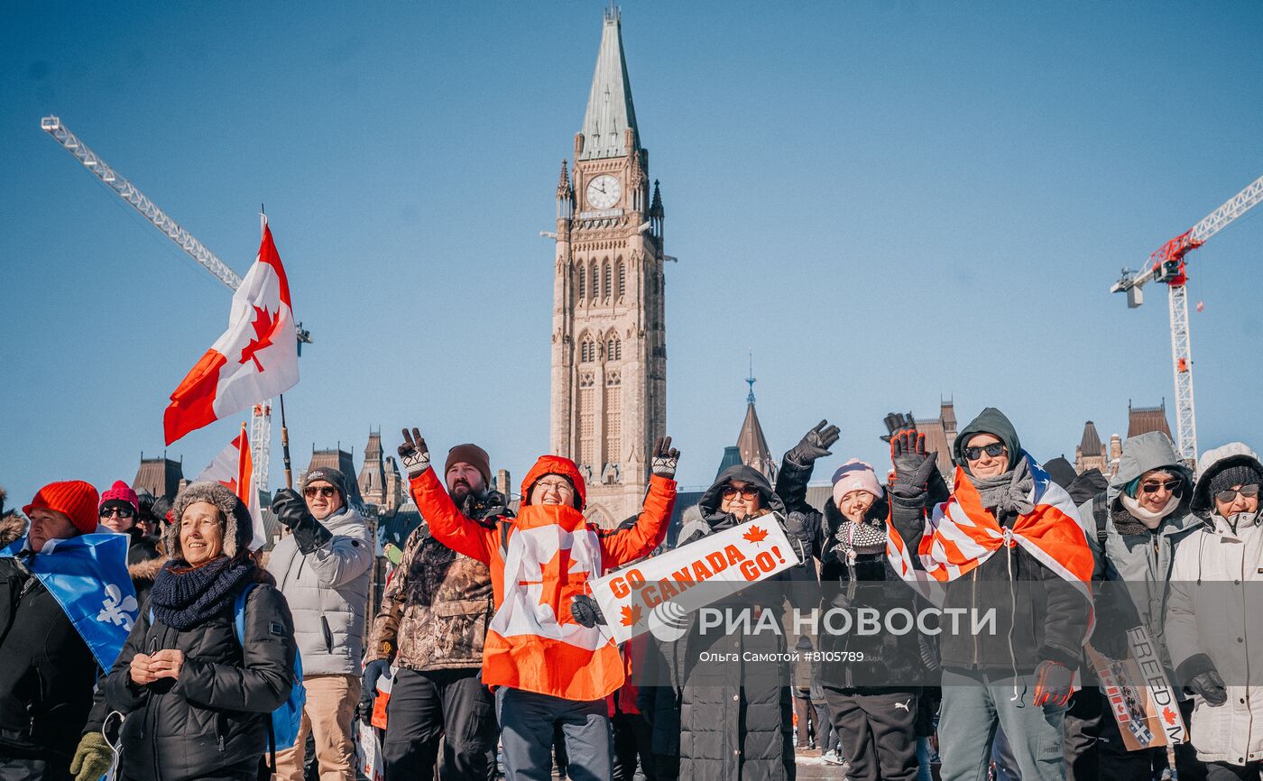 Акция против мер по противодействию коронавирусу в Оттаве