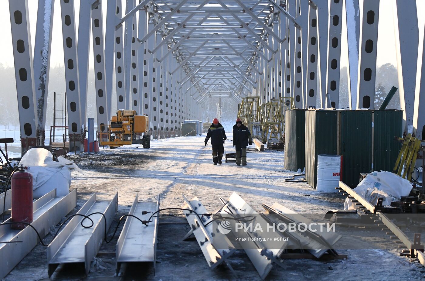 Строительство самого северного моста через Енисей