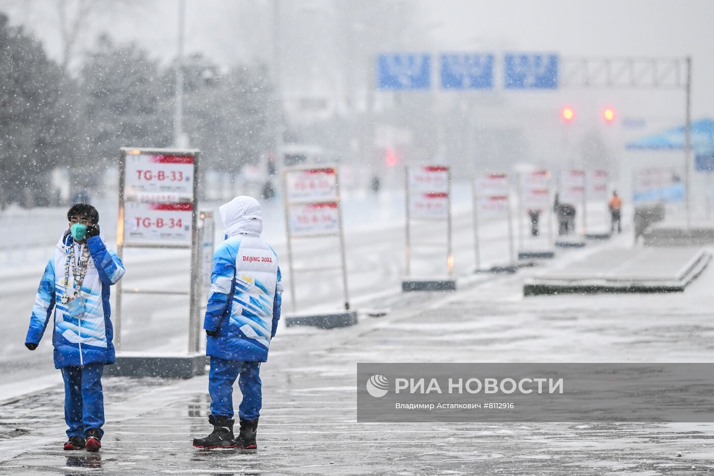 Снегопад в олимпийском Пекине