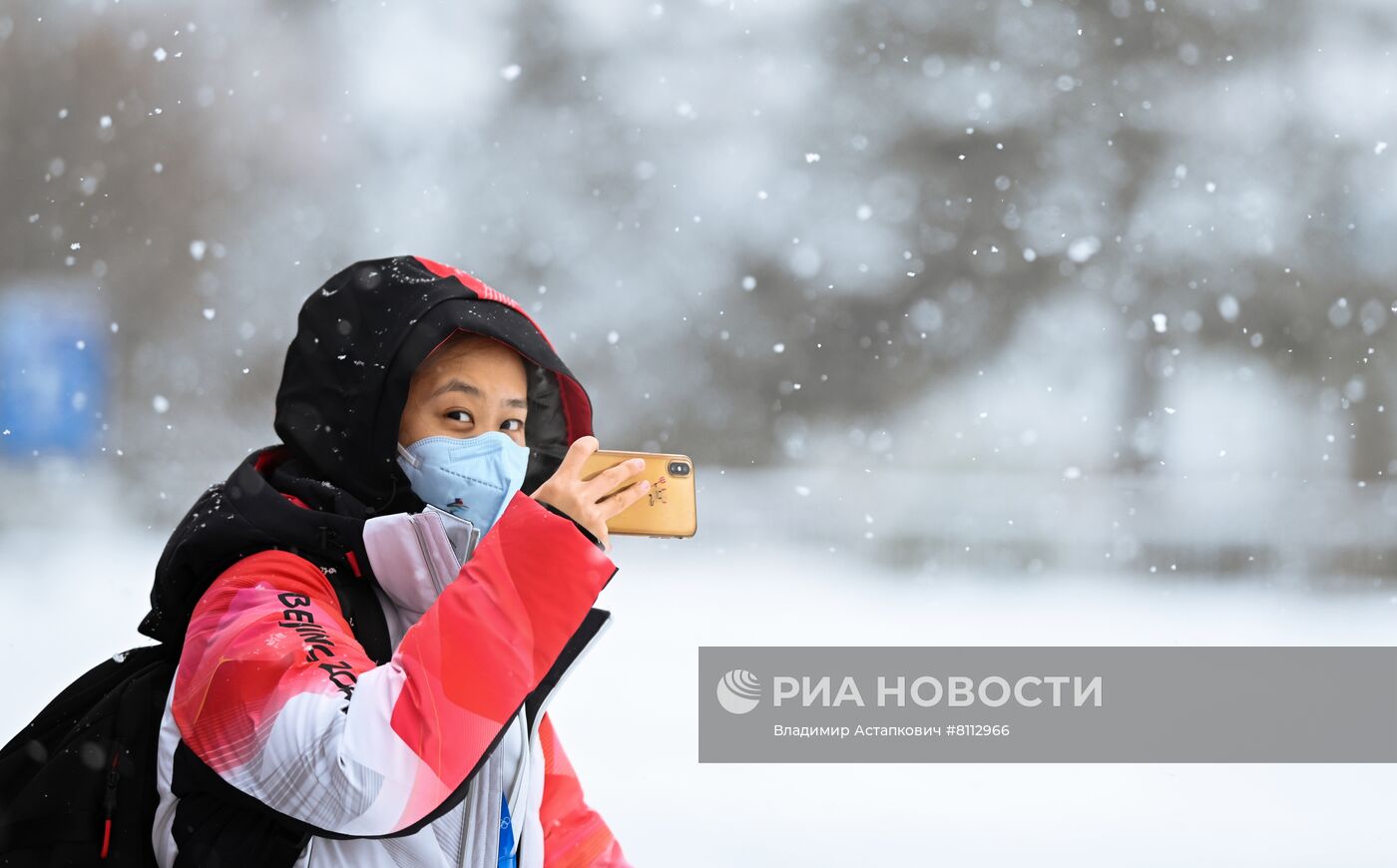 Снегопад в олимпийском Пекине