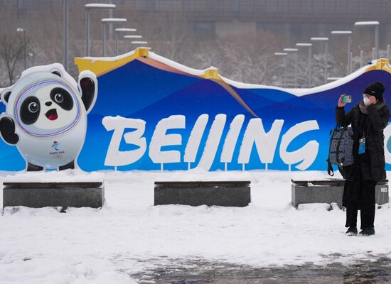 Снегопад в олимпийском Пекине