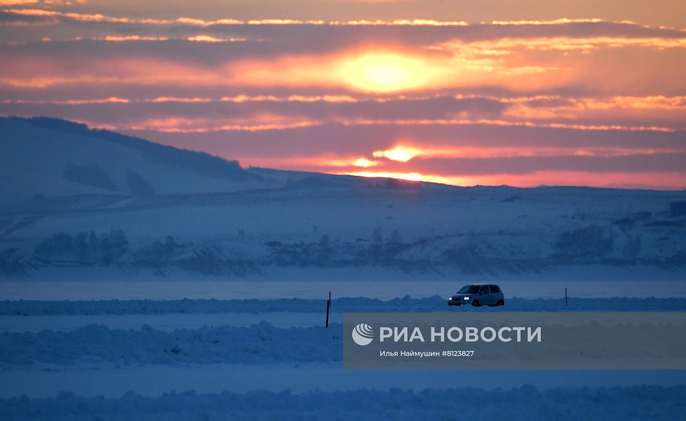 Ледовая переправа через Енисей