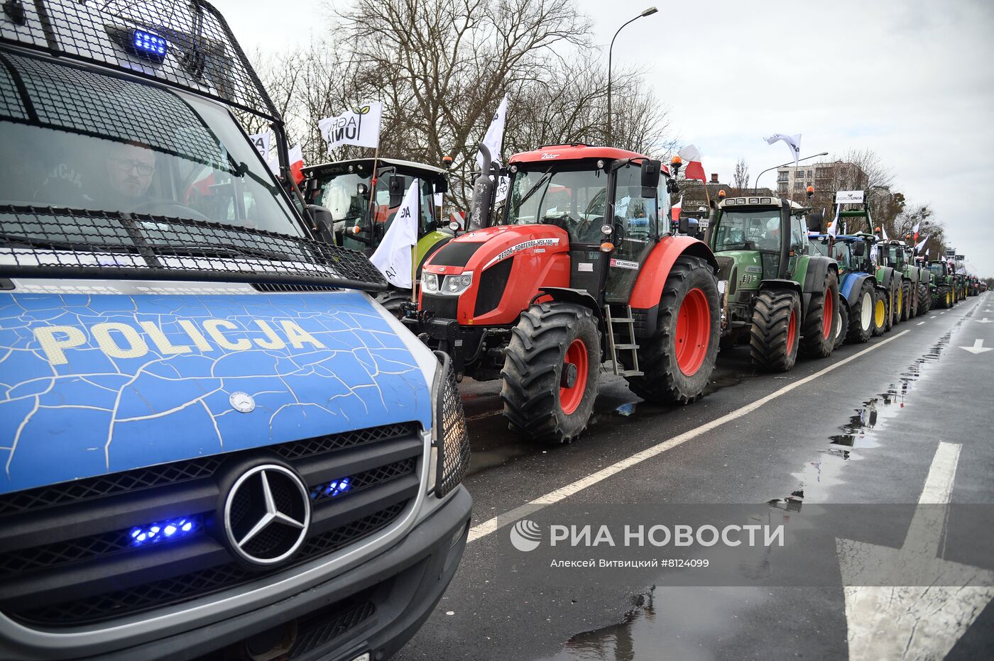 Протесты фермеров в Варшаве