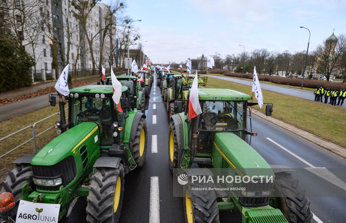 Протесты фермеров в Варшаве