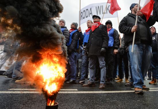 Протесты фермеров в Варшаве