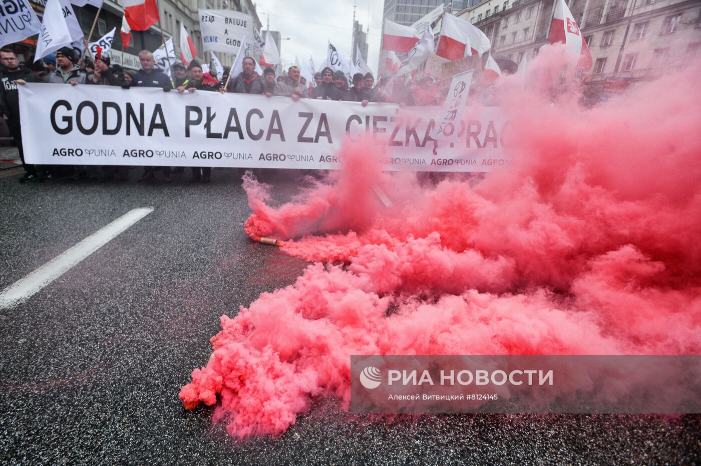 Протесты фермеров в Варшаве