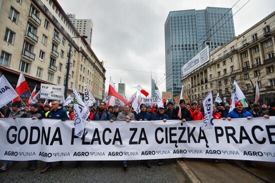 Протесты фермеров в Варшаве