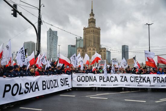 Протесты фермеров в Варшаве